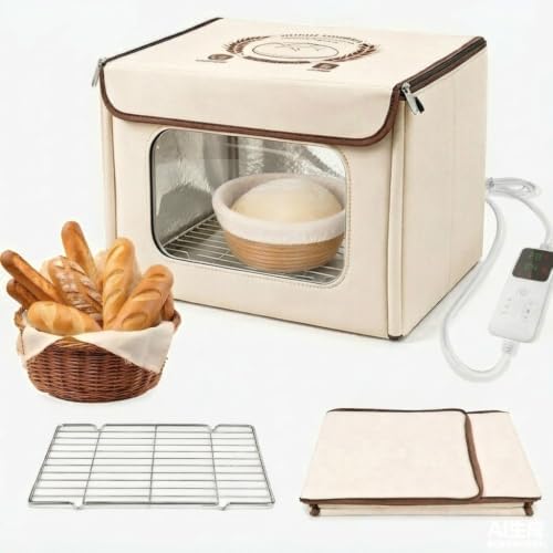 Brot Gärbox Sauerteig mit Heizung, 25-55℃ Präzise Temp Ctrl,Gärbox Brotteig | Faltbare Teiggärbox, Zeitsteuerung, Brot Pizza Joghurt Reiswein,Präzise Gärung, für Brotliebhaber, Küc