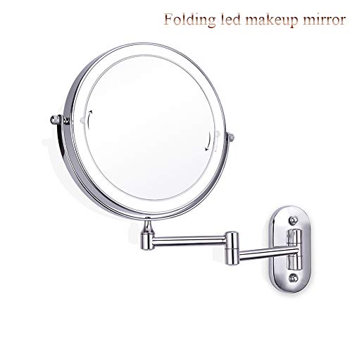Preisvergleich Produktbild Wandkosmetikspiegel 8 Zoll, beleuchteter Wandkosmetikspiegel, LED-Kosmetikspiegel, beidseitige Vergrößerung 1x / 3X / 5X / 7X / 10x, unpolares Dimmen, Metallbeschichtung,Plane+Five
