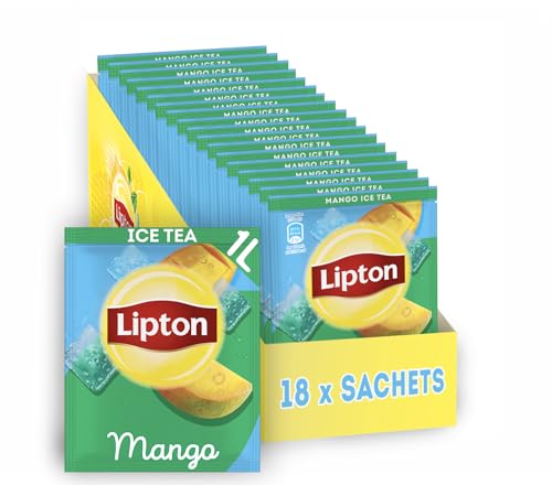 Lipton Eistee Pulver Set, Mango, Erfrischung für die ganze Familie, 18x Sachet, in Pulverform zum Selbermachen