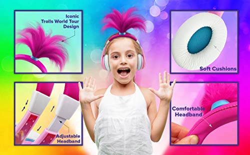 Ekids Trolls World Tour Poppy Kids Headphones, Glow In The Dark, Stereo Sound, 3.5Mm Jack, Wired Headphones For Kids, Tangle-Free, Volume Control, Childrens Headphones Over Ear For Travel (140) #TOP2