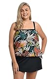 Maxine Of Hollywood womens Bandeau Swimsuit Tankini Top, Multi Palms and Fronds, 22 Plus