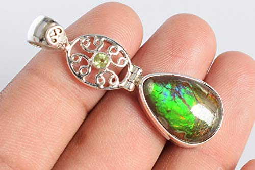 Pendentif ammolite vert pour femme en argent, le cadeau idéal et symbolique - 4