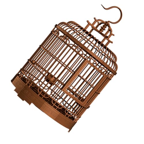 BESPORTBLE Jaula para Pájaros Grande Portátil Redonda de Plástico Vintage para Agapornis, Periquitos y Cacatúas, Diseño Espacioso Tipo Villa, Adecuado para Uso Doméstico y Exterior