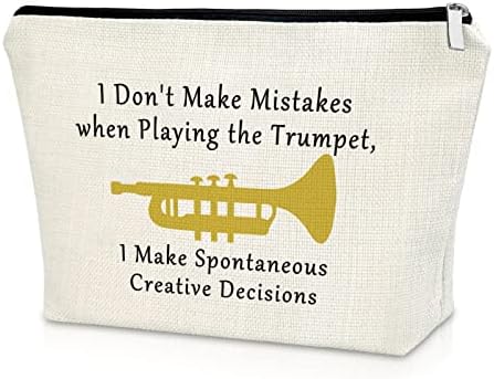 Trumpet Gifts for Musicians Makeup Bag Music Lover Gift for Women Trumpet Player Birthday Gift Cosmetic Bag Graduation Gifts for Her Thanksgiving Christmas Gifts Cosmetic Travel Pouch