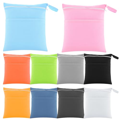 Meyeyaia 10 Pack Wet Dry Bags for Diaper Bag