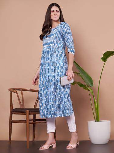 Image of JAPER KURTI Women's Cotton Floral Regular Kurta