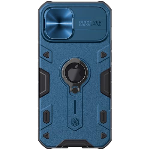 Image of Nillkin CamShield Slider Camera Armor Military Grade Camera Protect with Logo Cut Double Layered Protection TPU with PC Kickstand Case for Apple iPhone 12 Pro Max (6.7 Inch), Blue