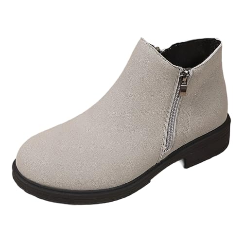 Bottines tendance pour femme à talon épais et fermeture éclair latérale casual