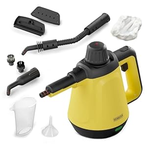 HEINRICHS Dampfreiniger, Handdampfreiniger für zuhause, Steam Cleaner, kurze Aufheizzeit 5 min., 400ml Wassertank, 3,  Bar Dampfdruck, 5m Kabel, für Auto, Küche, Bad, Polster, Boden, Fenster, 1200W