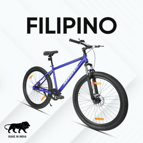 Image of ROADGIANT Filipino 24T MTB Aluminum Alloy Frame Bicycle with Dual Disc Brakes Single Speed Front Suspension Unisex for All-Terrain Riding (Navy Blue)