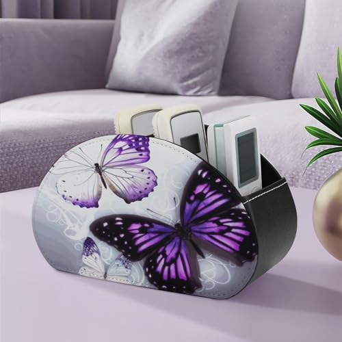 Rangement télécommande cuir : support de stockage 5 compartiments pour table basse - 6