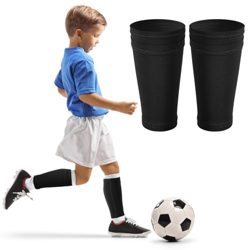VercanMonth Shin Guard Sleeves for Kids Youth Football Shin Guard Holders Compression Soccer Sleeve Socks with Pocket for Shin Pads Shin Guards for Kids Teenagers Adults Beginner (Black,Small)