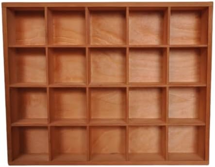 1 Pcs 13.4''x10.6''x2'' Wooden Storage Divider Box Showcase Display Box Organization Tray Display Holder with 20 Compartments for Home Craft Office Kitchen Storage (Vintage Color)