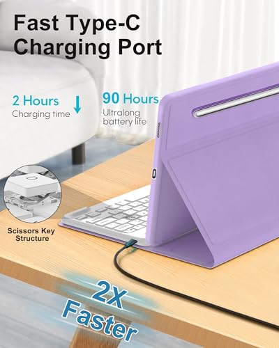 Image of Keyboard Case for Samsung Galaxy Tab S10 Ultra / S9 Ultra / S8 Ultra 14.6 inch, Smart Magnetic Detachable Wireless Bluetooth Keyboard, Slim Protective Folio Case with S Pen Holder, Auto Sleep /Wake