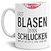 Produktbild Tassendruck Sexy-Tasse Erst Blasen dann Schlucken. zweideutig/Büro/Kollegin/Witzig/mit Spruch/Weiss