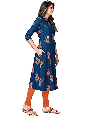 Image of Vbuyz Women's Cotton Floral Print A-Line Regular Fit Kurta | Stylish Kurti