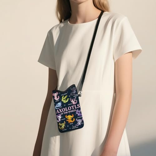 Image of Cell Phone Sleeve Pouch with Adjustable Strap - Axolotl Gifts