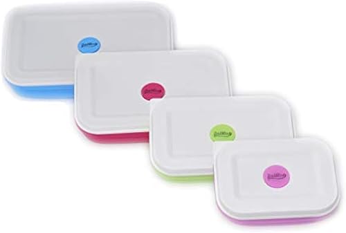 Sailing Elegant - Lonchera plegable de silicona con 3 compartimentos, contenedores apilables para almacenamiento de alimentos, seguro para