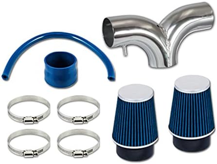 Blue Short Ram Air Intake Kit + Dual Filter Compatible with 04-12 Jeep Liberty 3.7 V6