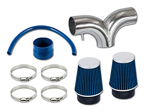 R&L Racing Blue Dual Short Ram Air Intake Kit + Filter 02-11 For Ram 1500 3.7L V6 02-07 Ram 1500 4.7L V8 04-10 Dakota 3.7 V6 4.7L V8