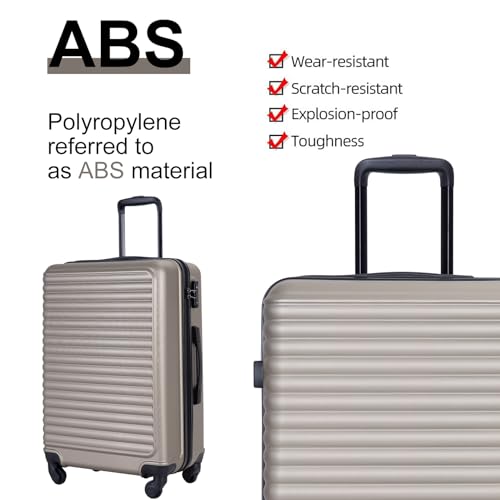 Luggage Sets,3 Piece Suitcases Set,Hard Shell Luggage Sets,Lightweight Travel Suitcase with Wheels Light Gray(20/24/28inch)3