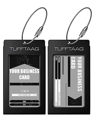 ProudGuy Luggage Tags Business Card Holder TUFFTAAG PAIR Travel ID Bag Tag - Onyx, Onyx, 2 Tags