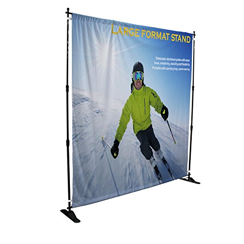 8' Width and 8' Tall Telescopic Banner Stand Step and Repeat Adjustable Backdrop Wall Exhibitor Expanding Display Photographic Background Trade Show - Thumbnail 6