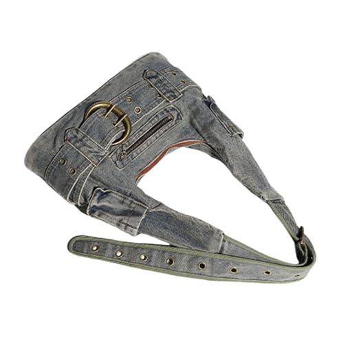 Sac à main pour femme en denim avec bandoulière réglable style rétro streetwear