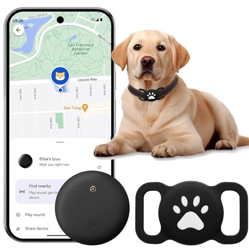 Haustier-Tracker für Android-Handys mit Halsbandhülle, Bluetooth-Tracker, austauschbare Batterie, IP68 wasserdicht für Hunde/Katzen, kompatibel mit Google Find Hub (nur Android, kein GPS), 1 Stück
