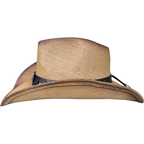Western Outback Cowboy Hat Men\'s Women\'s Style Straw Felt Canvas (Brown Bull) - Thumbnail 3