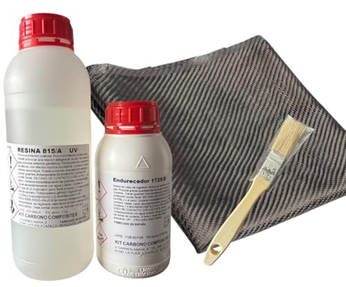 Kit Reparación Fibra de Carbono, Kit de Fibra de Carbono y Resina Epoxi Grande para Reforzar y Reparar Automóviles, Motocicletas, Barcos, Padel, Surf, Bicicletas 1.35kg + 100x100cm