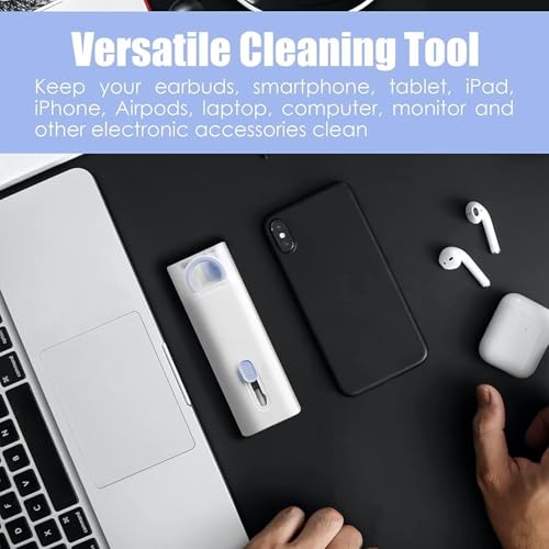 Image of 7-in-1 Multi-Function Laptop Gadget Cleaning Kit with Spray Bottle, Keyboard Brush, Gap Duster, Keycap Puller, Earbud Cleaning Pen, Screen Cleaner, White PhT-LKC71