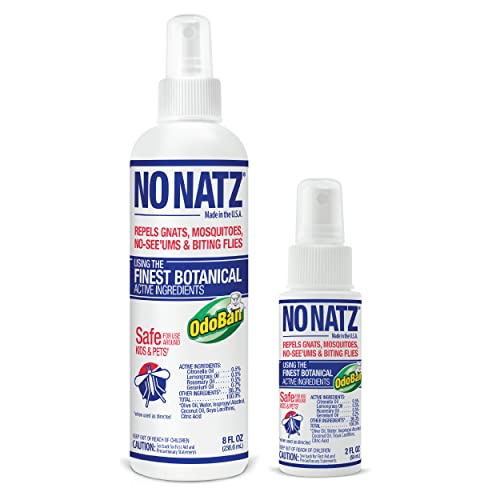No Natz Botanical Insect Repellent DEET-Free Made with Natural Essential Oils Non-Greasy Formula Made in the USA Fresh Scent 8 Ounce and 2 Ounce Spray Bottle 2-Pack