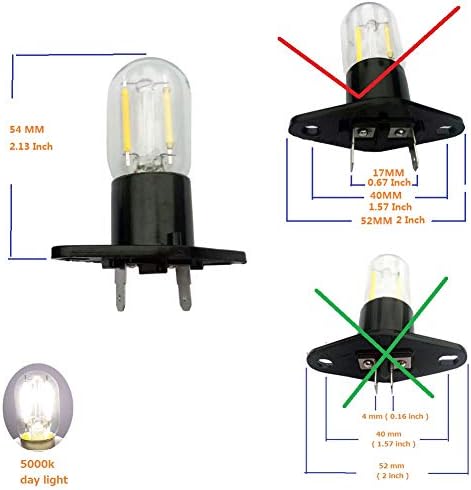 QLEE Z187 Led Microwave Bulb Straight Terminals T170 1.5w Refrigerator Lamp Replacement for Lg Smeg Samsung for Whirlpool Panasonic 58001042 56001070 Wb36x10002 6620g00007b 20w 2 PCS