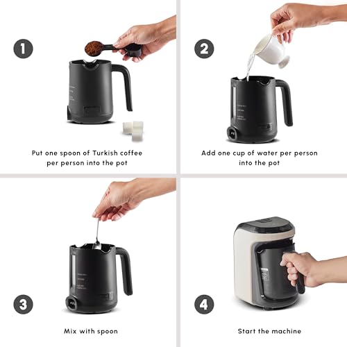 KARACA Hatir Hüps Turkish Coffee Machine for 5 People, Fully Automatic Instant Coffee Machine, Turkish Mocha with Milk or Hot Chocolate, Cream