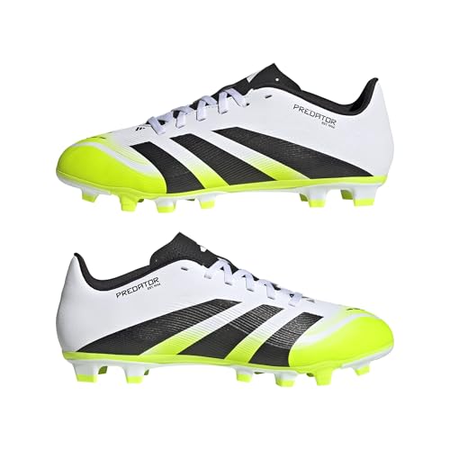Adidas Mixte Predator Club Firm Ground/Multi Ground Football Boots, Cloud White/Core Black/Lucid Lemon, 44 2/3 EU