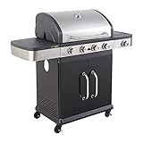 Barbacoa de gas americano con 4 quemadores y hornillo lateral.