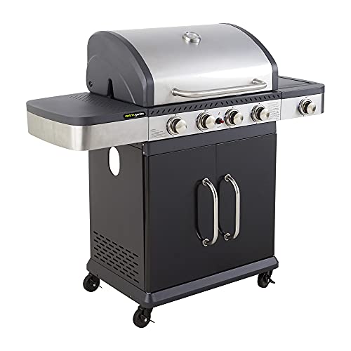 Cook'In Garden Fidgi 4B+Side - Barbacoa De Gas, Color Negro Y Acero Inoxidable