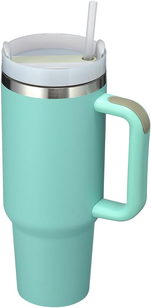 40 oz Tumbler with Handle，Stanley Cup Accessories Include，Insulated Cup Reusable Stainless Steel 304 Water Bottle Mug Cups as a Birthday Gifts For Women Men Friend Coworker (#2树绿)