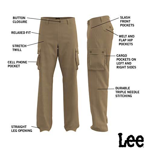 Lee Men's Wyoming Relaxed Fit Cargo Pant, Sagebrush, 34W X 30L #TOP5