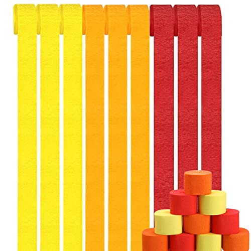 9 Rolls Crepe Paper Streamers - Yellow, Red, Orange - Hanging Tassels for Thanksgiving, Harvest Festival, Autumn Decor