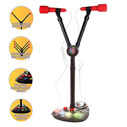 Kids Double Karaoke Mic with Music Singalong and Disco Lights, Connects to iPods, Smartphones & MP3 Players