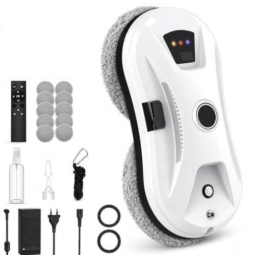 Robo Clean Fensterputzroboter, Intelligente Navigation & Kantenerkennung, Automatischer Fensterreiniger mit Starker Saugkraft und Wassersprühen (White)