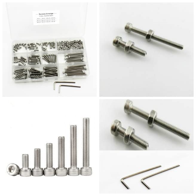 Socket Cap Screws Nuts Assortment Set Kit Cylindrical Allen Bolts 220 pcs/box M3 Stainless Steel