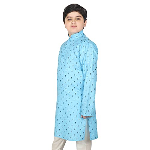 Image of SG YUVRAJ Printed Cotton Kurta For Boys
