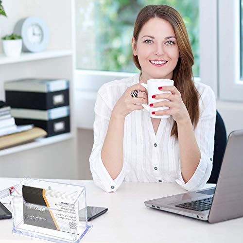 Image of DAHSHA 1 - Tier Premium Acrylic Transparent Crystal-Clear Visiting Business Card Holder /Display Stand Desk Organizer For Office Table - 2 Pack