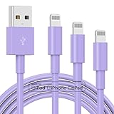 3 Pack Apple MFi Certified Charger Cable 6Ft, Lightning to USB Cable Cord 6 Foot, 2.4A Fast Charging,Apple Phone 6 Feet Long Chargers for iPhone 14/13/12/11/X/XS/XR/SE/8/7/6/5 Plus Pro Max Mini Purple