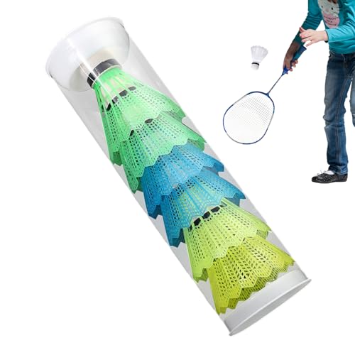 Confezione da 6 volani da Badminton, Colorati per Principianti, Set di volani da Badminton con stabilità e Alta Durata, Palle da Badminton per Allenamento al Chiuso e all'aperto