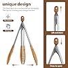 2Pcs Olive Wood Cooking Tongs with Woods Tips and Stainless Steel Handle Locking Kitchen Tongs Nonstick Wood Tongs Multifunctional Salad Tongs for Cooking Serving Grilling #4