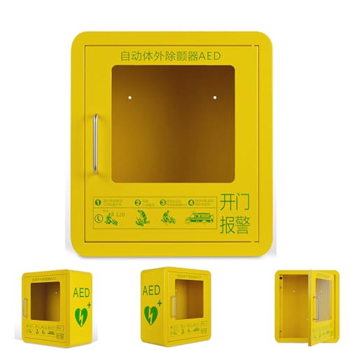Generico Teca per Defibrillatore, Armadietto per Defibrillatori,Kit di Pronto Soccorso per Defibrillatore da Parete per Infermieristica in Ufficio A Casa,Giallo
